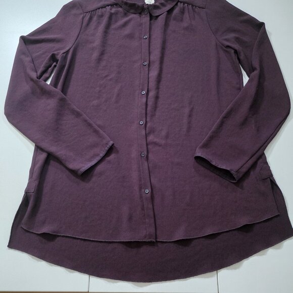 Wilfred Top Womens M Purple Blouse LS High Low Hem Corporate Girlie Buttons Boho - Picture 12 of 16